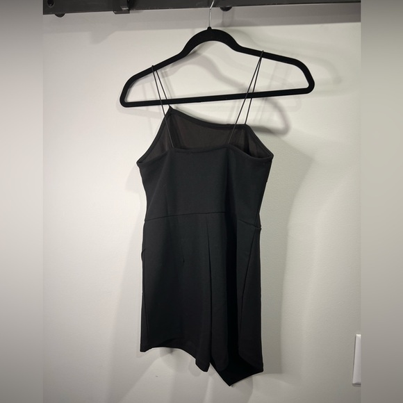 Zaful asymmetrical spaghetti strap black romper, size 4. Great condition. - Picture 3 of 4